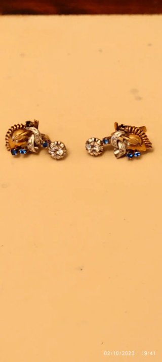 Pendientes Oro de 18k Zafiros y Diamantes
