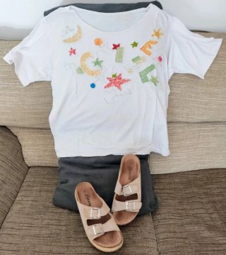Conjunto Sandalias Piel Foxy Up + Camiseta Vintage