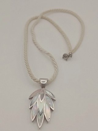Collana vintage argento 925 foglia madreperla