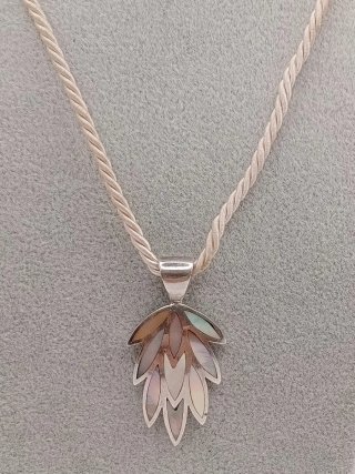 Collana vintage argento 925 foglia madreperla