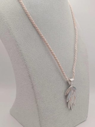 Collana vintage argento 925 foglia madreperla