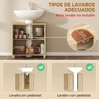 Mueble Bajo Lavabo Madera Estante Ajustable