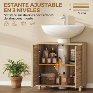 Mueble Bajo Lavabo Madera Estante Ajustable
