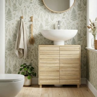 Mueble Bajo Lavabo Madera Estante Ajustable