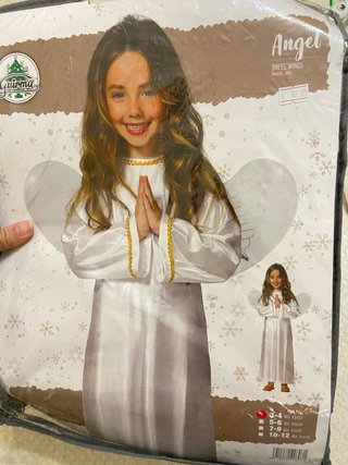 Disfraz de ángel blanco con alas. Talla 3-4