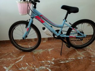 Bicicleta infantil azul y rosa