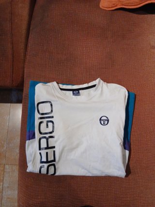 Camiseta Sergio Tacchini blanca y azul