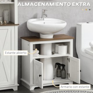 Mueble bajo lavabo madera y mimbre