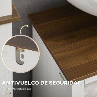 Mueble bajo lavabo madera y mimbre