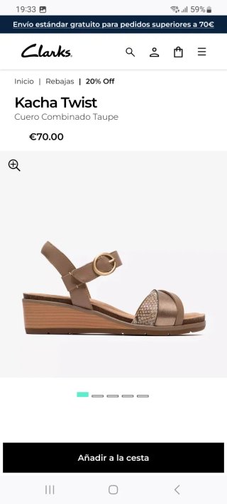 Sandalias Clarks Talla 38 Beige y Dorado