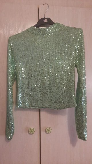 Camiseta fiesta lentejuelas verde talla única