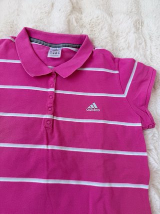 Polo Adidas Rayas Rosas y Blancas