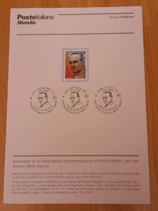 Lotto filatelico Enrico Mattei da collezione