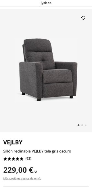 Sillón reclinable de tela gris
