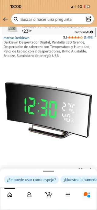 Despertador Digital Derkiewn LED Espejo