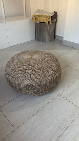 Puf Ikea Beige/Marrón Tela Y Yute