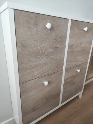 Mueble Zapatero/TV Dormitorio Blanco y Madera