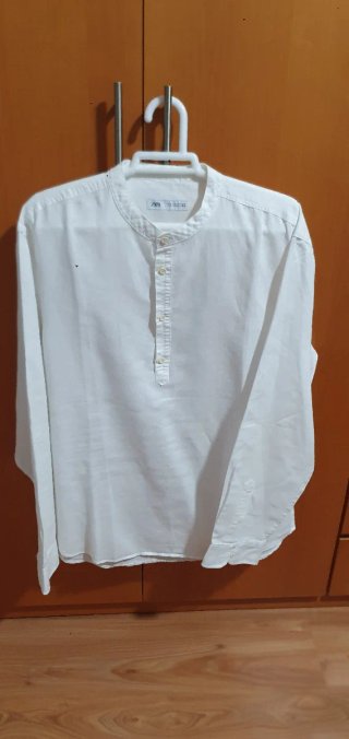 Camisa Zara Cuello Mao Blanca Talla XL