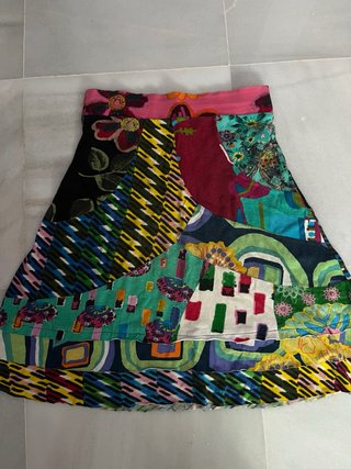 Falda Desigual Talla Única Multicolor