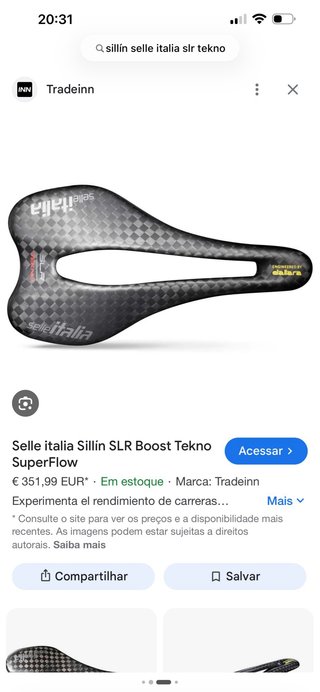 Sillín Selle Italia SLR Tekno Carbono NUEVO