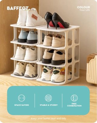 Zapatero Baffect Blanco Plástico 8 Pares