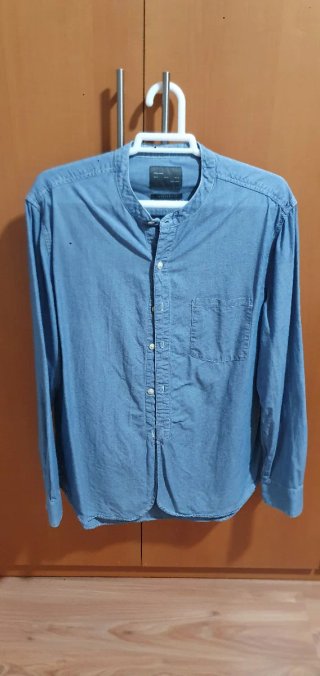 Camisa Zara Cuello Mao Azul