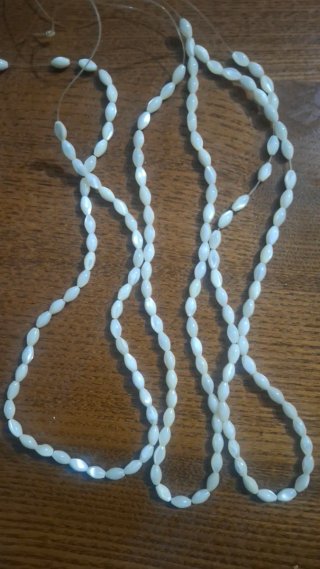 3 Fili Perline Madreperla Bianco Naturale