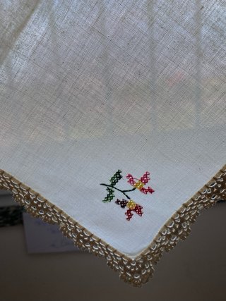 4 Tovaglioli Lino Ricamati Fiori