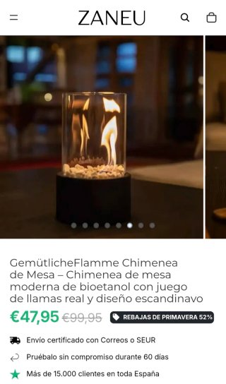 Estufa sobremesa bioetanol