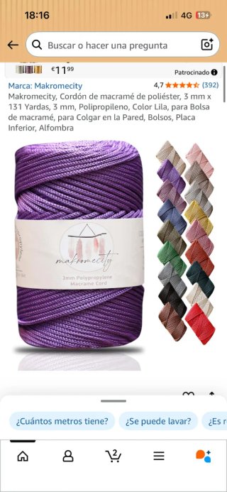 Cordón Macramé Makromecity Lila 8mm  50mts