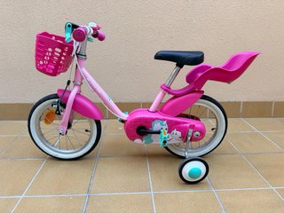 Bici infantil 14 pulgadas B'Twin rosa con cesta