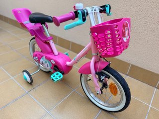 Bici infantil 14 pulgadas B'Twin rosa con cesta