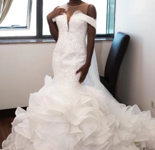 Vestido de Novia Sirena + velo de perlas