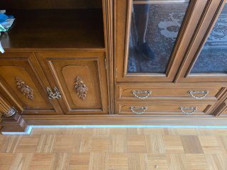 Mueble de salón madera y cristal