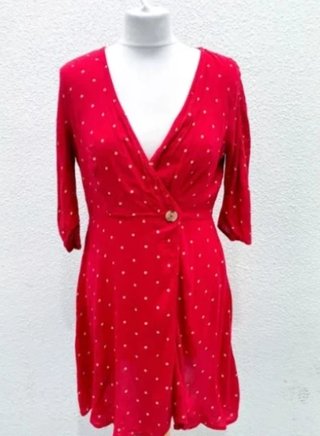 Vestido Rojo Lunares Retro Talla M