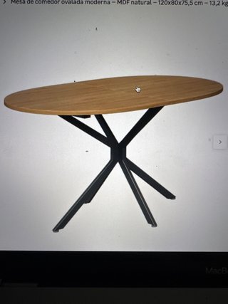 Mesa Comedor Ovalada Madera y Metal