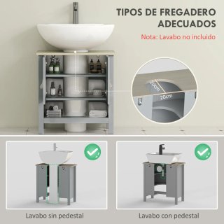 Mueble de baño gris con 2 puertas