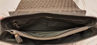 Bolso de mano piel y nylon marrón