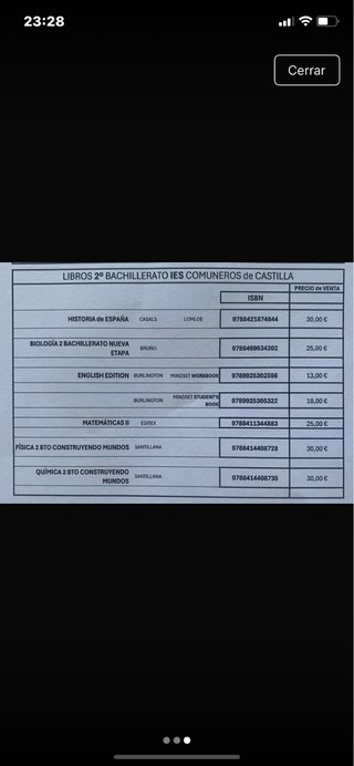 Libros de 2º de BACHILLERATO