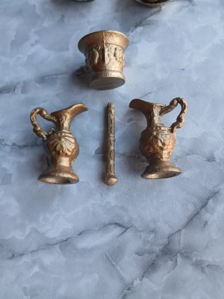 Juego de 5 piezas de bronce antiguo