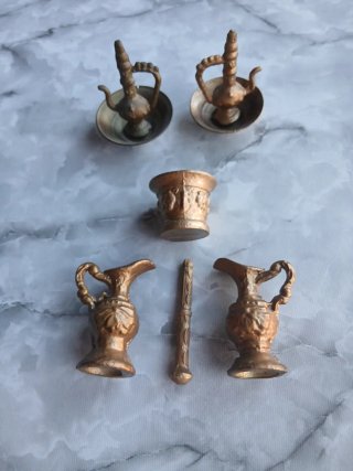Juego de 5 piezas de bronce antiguo