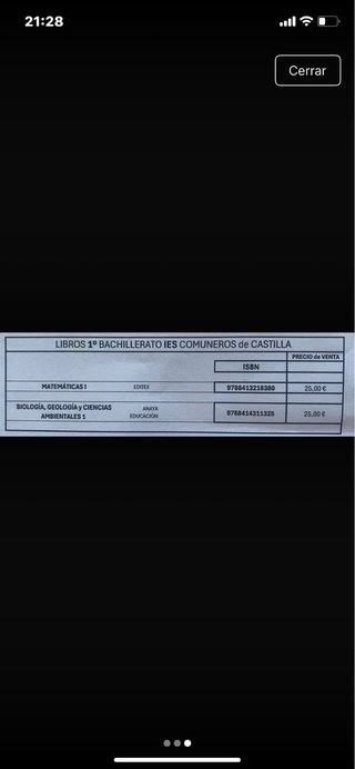 Libros de 1º de BACHILLERATO