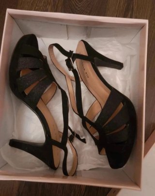 Sandalias tacón negras fiesta