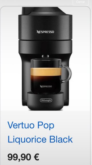 Cafetera Nespresso Vertuo Pop Negra