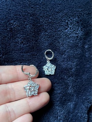 Pendientes Flor Cristal y Circonita Plata
