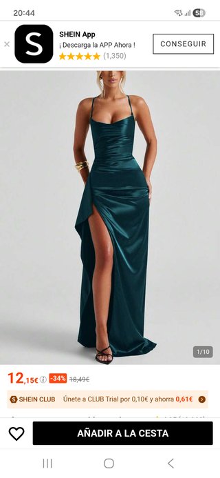 Vestido fiesta verde oscuro Shein talla única
