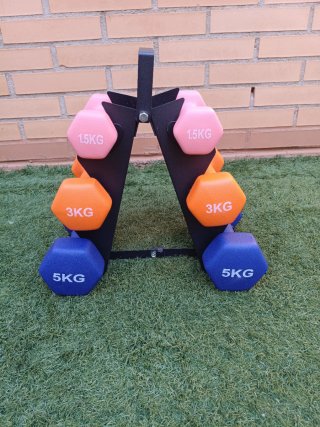 Soporte de Acero plegable con mancuernas incluidas
