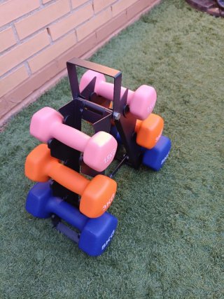 Soporte de Acero plegable con mancuernas incluidas