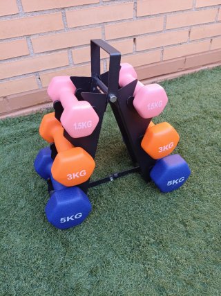 Soporte de Acero plegable con mancuernas incluidas