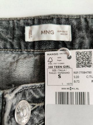 Falda Mango Teen Talla S Gris Nueva